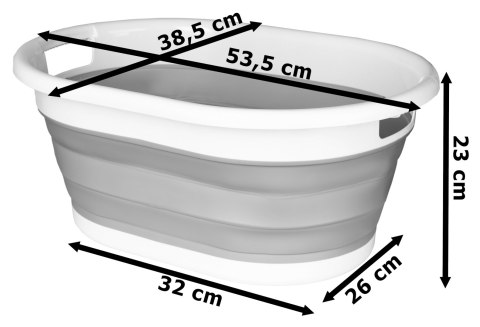 Miska składana owalna AIDA wymiary biało-szara 25L COMPACT