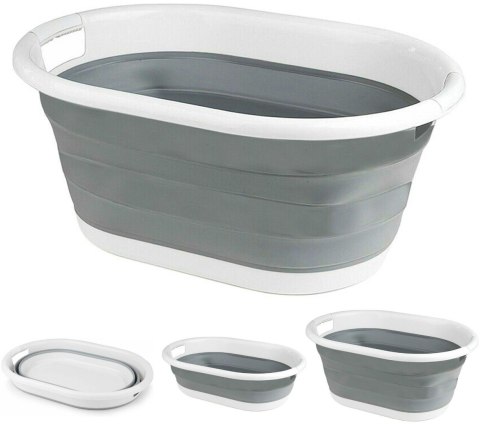 Miska składana owalna AIDA wymiary biało-szara 25L COMPACT