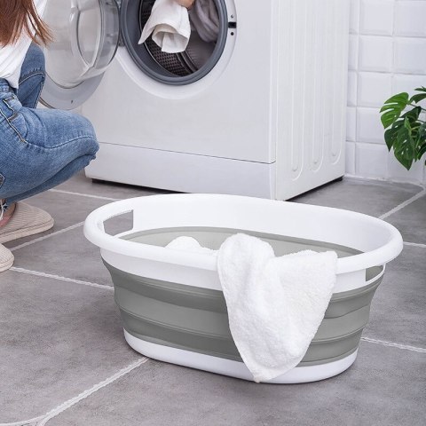 Miska składana owalna AIDA wymiary biało-szara 25L COMPACT