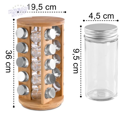 Stojak bambusowy na przyprawy ROTOR obrotowy