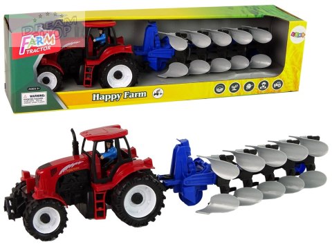 Traktor z Pługiem Plastikowy Czerwony Niebieski Traktor z Pługiem Plastikowy Czerwony Niebieski