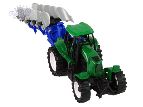 Traktor z Pługiem Plastikowy Zielony Niebieski Traktor z Pługiem Plastikowy Zielony Niebieski