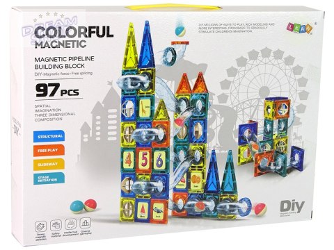 Klocki Magnetyczne Zamek Tor Dla Kulek 97 Elementów Klocki Magnetyczne Zamek Tor Dla Kulek 97 Elementów