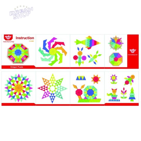 TOOKY TOY Puzzle Ośmiokątne Drewniana Mozaika Edukacyjna (73el.) TOOKY TOY Puzzle Ośmiokątne Drewniana Mozaika Edukacyjna (73el.)