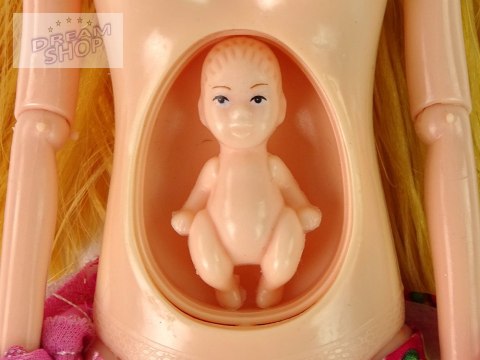 Lalka Dla Dzieci W Ciąży Różowa Sukienka Kwiaty Lalka Dla Dzieci W Ciąży Różowa Sukienka Kwiaty