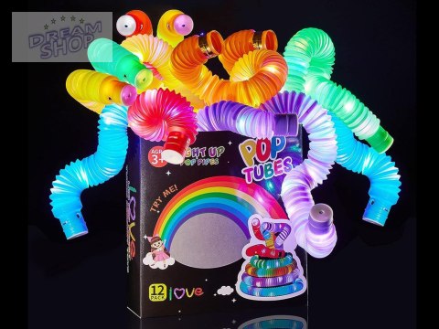 POP TUBE rurki sensoryczne świecące LED 12szt ZA4709 POP TUBE rurki sensoryczne świecące LED 12szt ZA4709