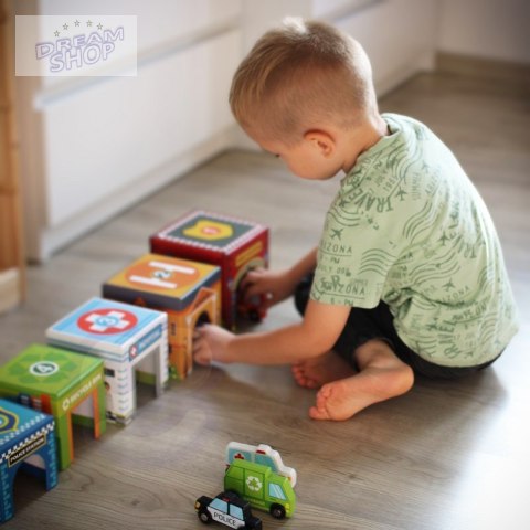 WOOPIE GREEN Układanka Kostki Miasto Pojazdy w Pudełkach + Figurki 10 el. WOOPIE GREEN Układanka Kostki Miasto Pojazdy w Pudełkach + Figurki 10 el.