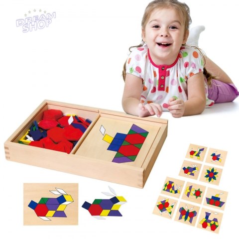 Drewniana Mozaika Geometryczna Viga Toys Układanka Logiczna Klocki 148 el Drewniana Mozaika Geometryczna Viga Toys Układanka Logiczna Klocki 148 el