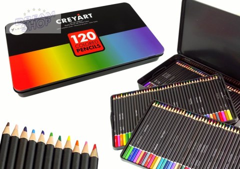 Zestaw 120 Kredek Artystycznych Metalowy Pojemnik Zestaw 120 Kredek Artystycznych Metalowy Pojemnik