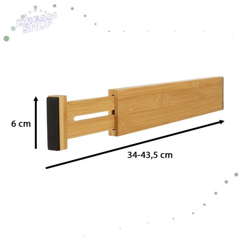 Organizer do szuflady regulowany separator bambusowy 43x6x1,5cm 1 sztuka Organizer do szuflady regulowany separator bambusowy 43x6x1,5cm 1 sztuka