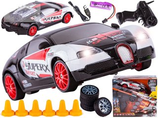 Samochód Do Driftu, Auto RC Drift 1:24 2,4 GHz 4WD CZARNO-BIAŁE BUGATTI
