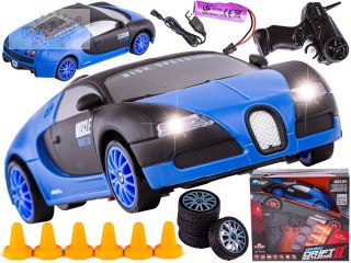 Samochód Do Driftu, Auto RC Drift 1:24 2,4 GHz 4WD CZARNO-NIEBIESKIE BUGATTI