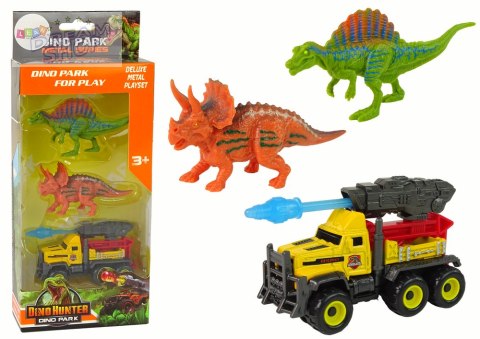 Dinozaury Figurki Zestaw Samochód Z Rakietą Żółty Dinozaury Figurki Zestaw Samochód Z Rakietą Żółty