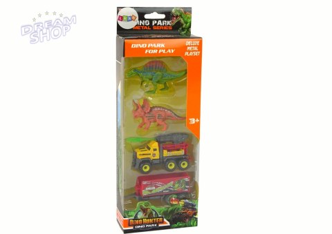 Dinozaury Zestaw Samochód Rakieta Z Naczepą Żółty Dinozaury Zestaw Samochód Rakieta Z Naczepą Żółty