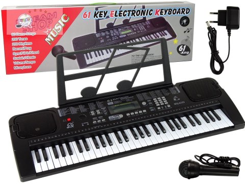Keyboard Z Mikrofonem Instrument Muzyczny Czarny Keyboard Z Mikrofonem Instrument Muzyczny Czarny