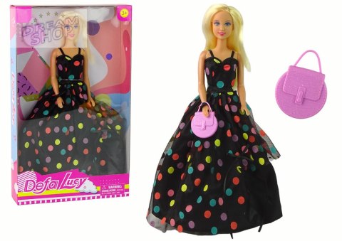 Lalka Lucy Sukienka Czarna Kropki Długa Lalka Lucy Sukienka Czarna Kropki Długa