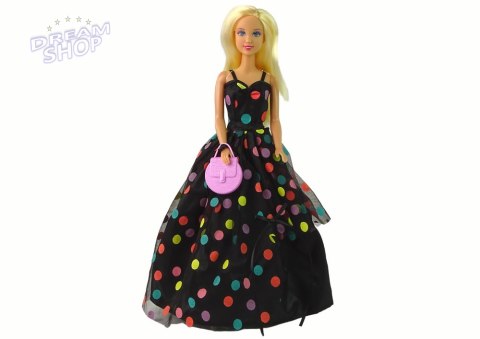 Lalka Lucy Sukienka Czarna Kropki Długa Lalka Lucy Sukienka Czarna Kropki Długa