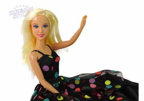Lalka Lucy Sukienka Czarna Kropki Długa Lalka Lucy Sukienka Czarna Kropki Długa