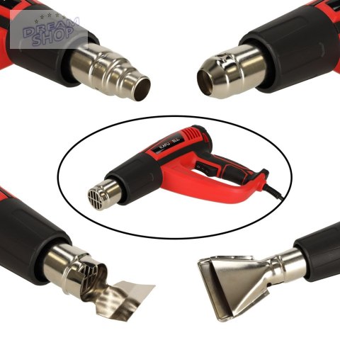 Opalarka elektryczna z regulacja tempratury 0-600 st. C przepływ powietrza 300-500 l/min + 4 wymienne końcówki 1850W Opalarka elektryczna z regulacja tempratury 0-600 st. C przepływ powietrza 300-500 l/min + 4 wymienne końcówki 1850W