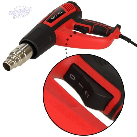 Opalarka elektryczna z regulacja tempratury 0-600 st. C przepływ powietrza 300-500 l/min + 4 wymienne końcówki 1850W Opalarka elektryczna z regulacja tempratury 0-600 st. C przepływ powietrza 300-500 l/min + 4 wymienne końcówki 1850W