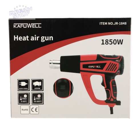 Opalarka elektryczna z regulacja tempratury 0-600 st. C przepływ powietrza 300-500 l/min + 4 wymienne końcówki 1850W Opalarka elektryczna z regulacja tempratury 0-600 st. C przepływ powietrza 300-500 l/min + 4 wymienne końcówki 1850W