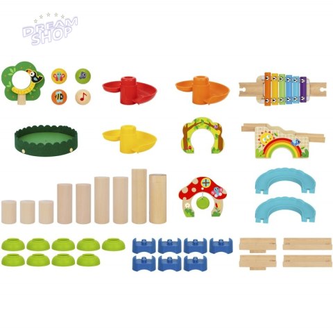 Tooky Toy Drewniany Muzyczny Tor Kulkowy Kulodrom 44 el.