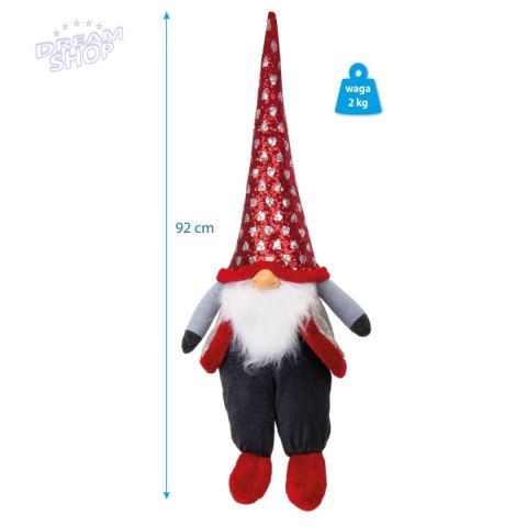 Skrzat gnom mikołaj świąteczny siedzący 92cm