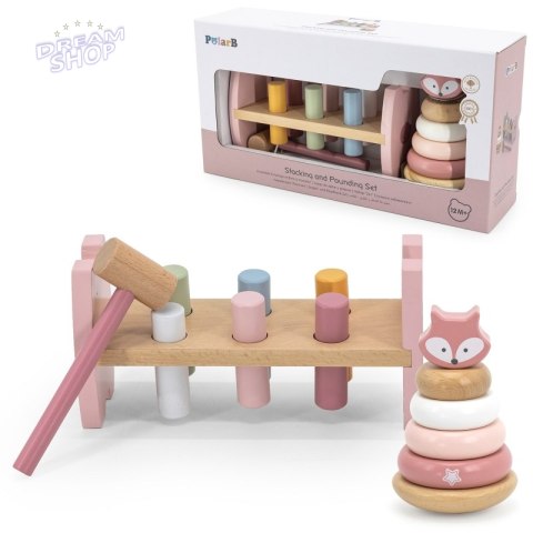 VIGA PolarB Zestaw Drewniana Piramidka + Przebijanka z Młoteczkiem Lisek Montessori VIGA PolarB Zestaw Drewniana Piramidka + Przebijanka z Młoteczkiem Lisek Montessori