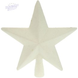 CZUBEK CHOINKOWY GWIAZDA 19CM BIAŁY BROKAT