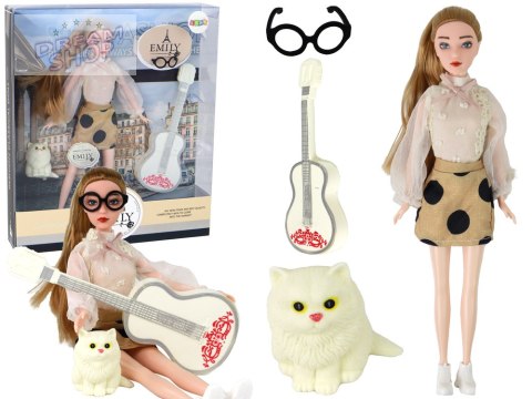 Lalka Dla Dzieci Emily z Gitarą Okulary Długie Blond Włosy Kotek Lalka Dla Dzieci Emily z Gitarą Okulary Długie Blond Włosy Kotek