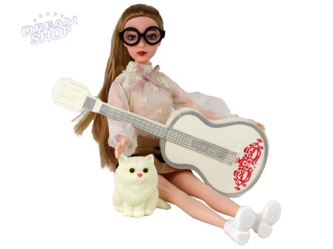 Lalka Dla Dzieci Emily z Gitarą Okulary Długie Blond Włosy Kotek Lalka Dla Dzieci Emily z Gitarą Okulary Długie Blond Włosy Kotek
