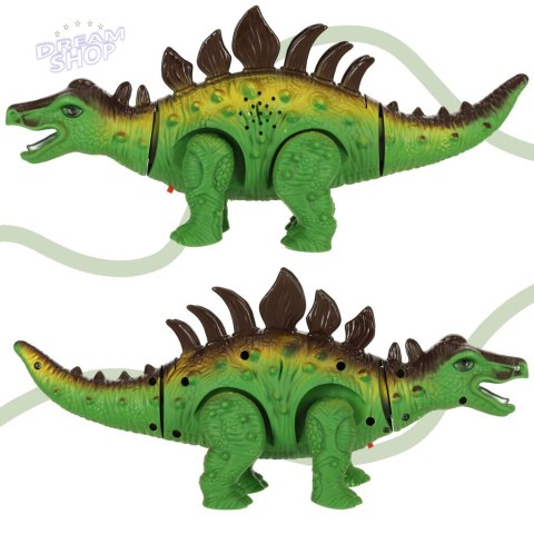 Dinozaur Stegozaur chodzi świeci ryczy Dinozaur Stegozaur chodzi świeci ryczy