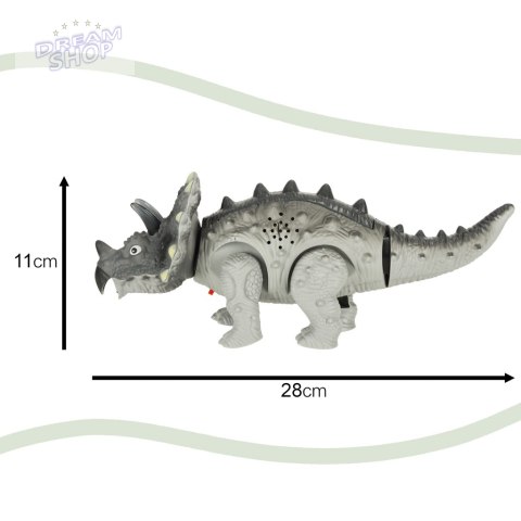 Dinozaur Triceratops chodzi świeci ryczy Dinozaur Triceratops chodzi świeci ryczy