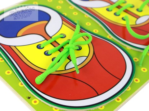 Drewniana Zabawka Edukacyjna Nauka Wiązania Sznurówek