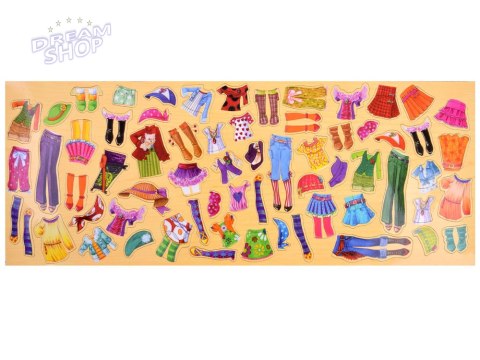 Drewniane Puzzle magnetyczne Ubranka Moda stylizacje 4 modelki ZA4807