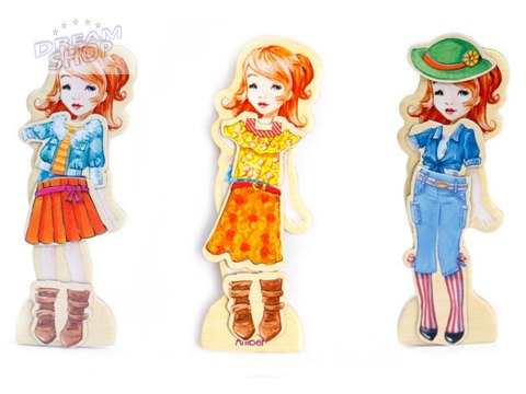 Drewniane Puzzle magnetyczne Ubranka Moda stylizacje 4 modelki ZA4807