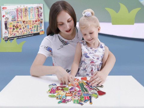 Drewniane Puzzle magnetyczne Ubranka Moda stylizacje 4 modelki ZA4807