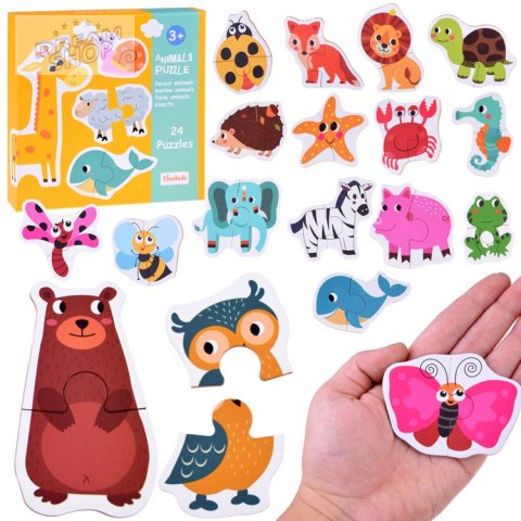 Kolorowe Puzzle układanka 24 Zwierzątka lew krowa motyl lis ZA4749 Kolorowe Puzzle układanka 24 Zwierzątka lew krowa motyl lis ZA4749