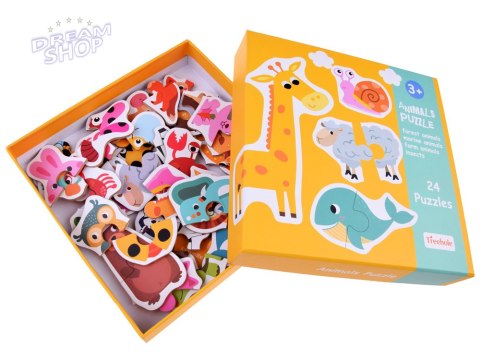 Kolorowe Puzzle układanka 24 Zwierzątka lew krowa motyl lis ZA4749 Kolorowe Puzzle układanka 24 Zwierzątka lew krowa motyl lis ZA4749