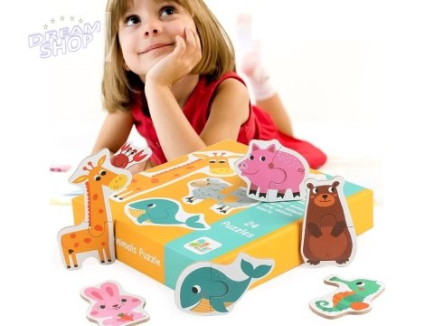 Kolorowe Puzzle układanka 24 Zwierzątka lew krowa motyl lis ZA4749 Kolorowe Puzzle układanka 24 Zwierzątka lew krowa motyl lis ZA4749