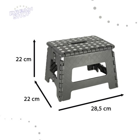 Stołek taboret składany antypoślizgowy 22cm ciemny szary