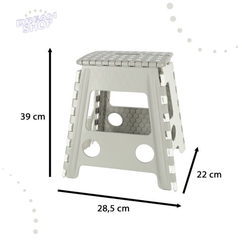Stołek taboret składany antypoślizgowy wysoki 39cm jasny szary Stołek taboret składany antypoślizgowy wysoki 39cm jasny szary