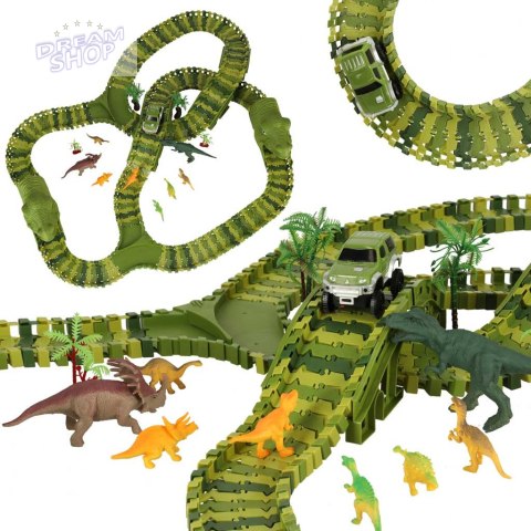 Tor wyścigowy dinozaury samochody 240 elementów