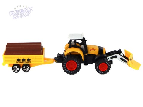 Traktor Z Przyczepą Koparka Spychacz Maszyna Rolnicza Żółta Traktor Z Przyczepą Koparka Spychacz Maszyna Rolnicza Żółta
