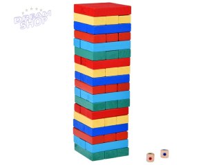 Gra JENGA - chwiejąca się wieża Kolorowe klocki z drewna GR0627