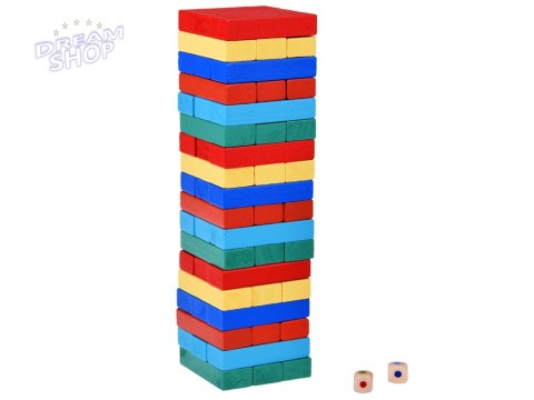 Gra JENGA - chwiejąca się wieża Kolorowe klocki z drewna GR0627
