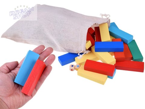 Gra JENGA - chwiejąca się wieża Kolorowe klocki z drewna GR0627