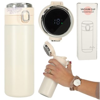 Kubek termiczny z ustnikiem termos LED 420ml beżowy