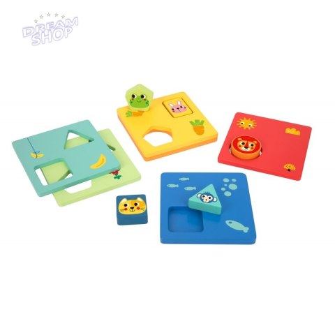 TOOKY TOY Układanka Montessori Kształty i Kolory Zwierzątka 6 Planszy TOOKY TOY Układanka Montessori Kształty i Kolory Zwierzątka 6 Planszy