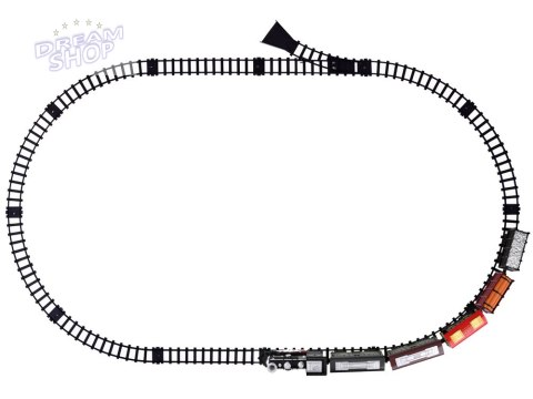 Kolejka z torami Lokomotywa z wagonami para wodna + światło RC0629 Kolejka z torami Lokomotywa z wagonami para wodna + światło RC0629